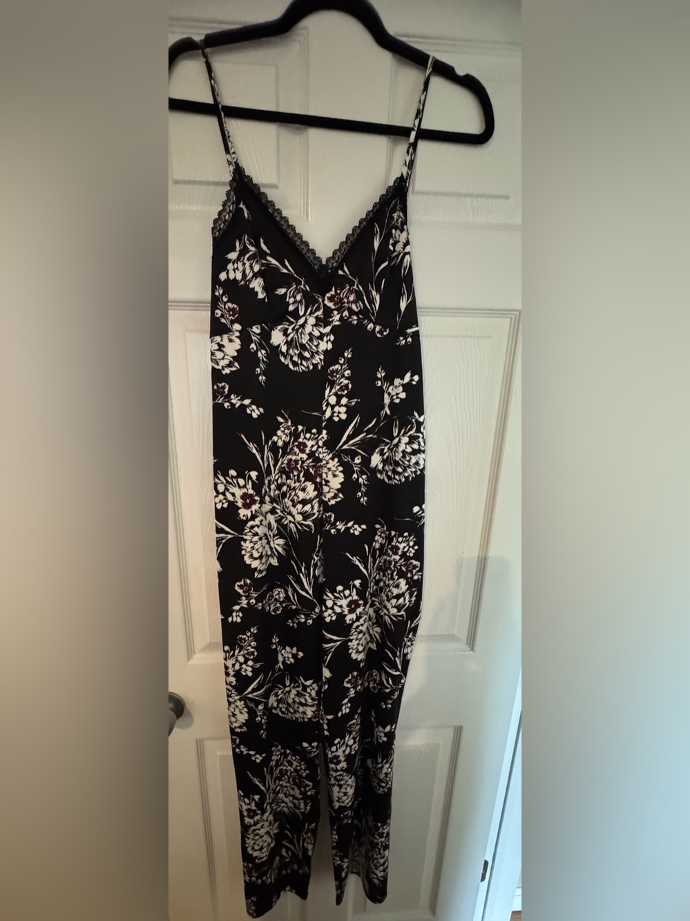 Guess Black Floral Lace-Trim Jumpsuit
